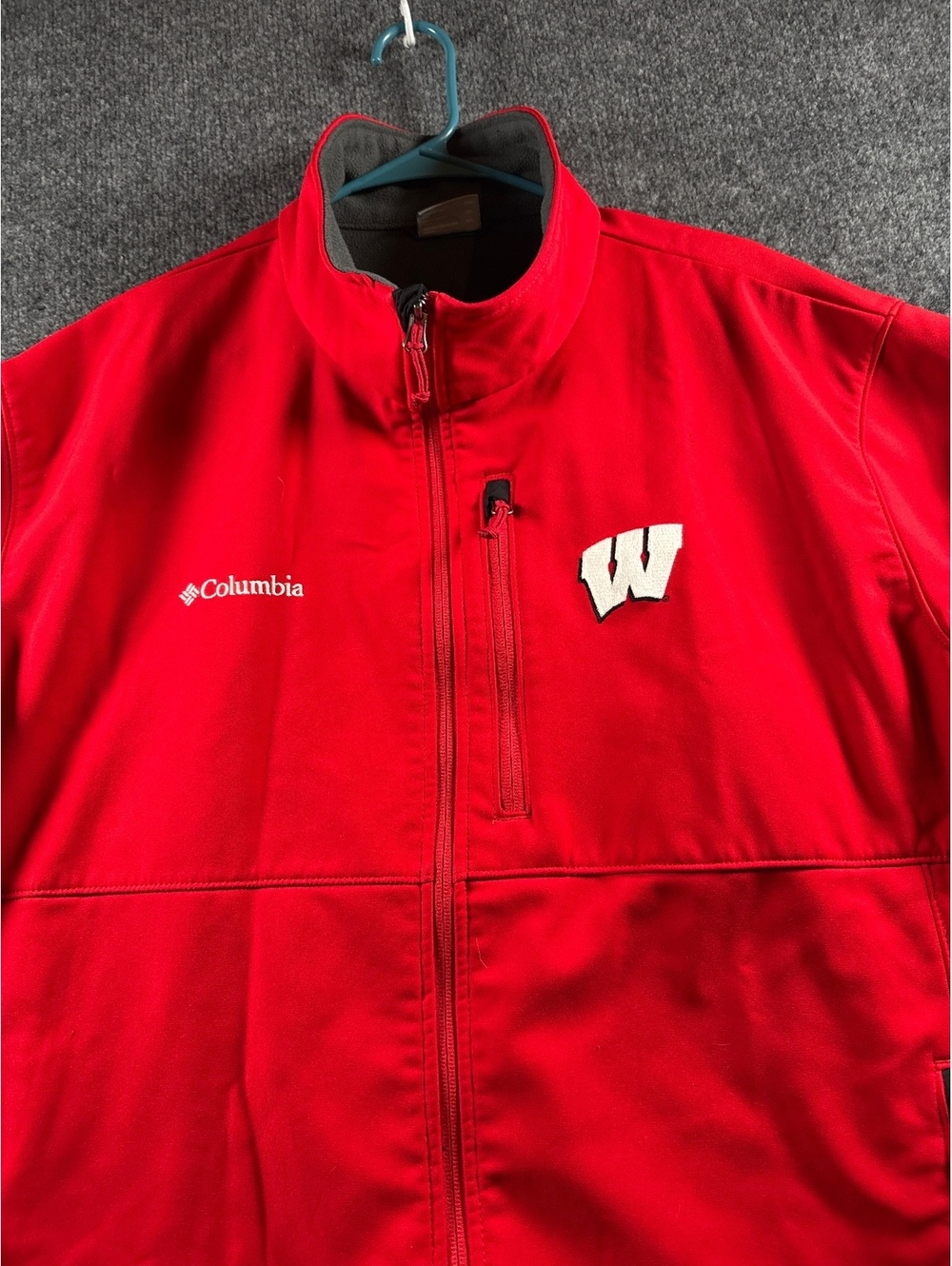 Columbia Wisconsin Badgers Red Full Zip Jacket Men's XXL 2XL NCAA